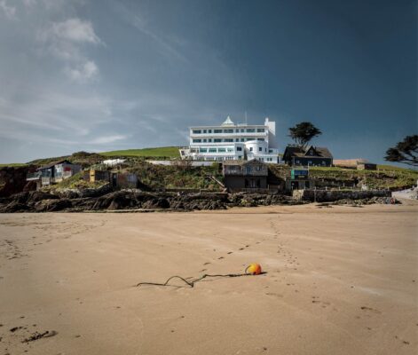 Beach in front of Burgh Island Hotel