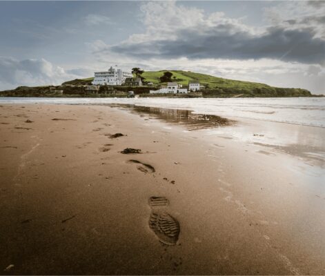 Footprints in beach
