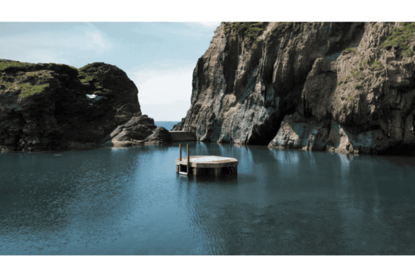 Mermaid pool in the sea surrounded by cliffs at Burgh Island