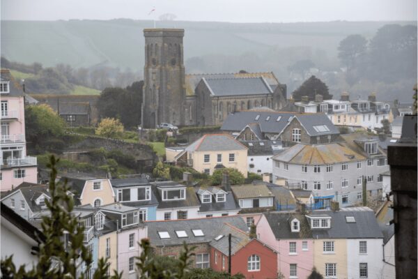 Aerial view of Salcombe Village UK