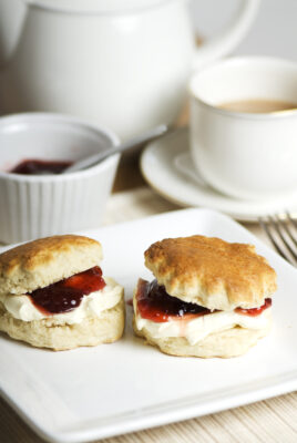 Sweet cream teas served on delicate white China