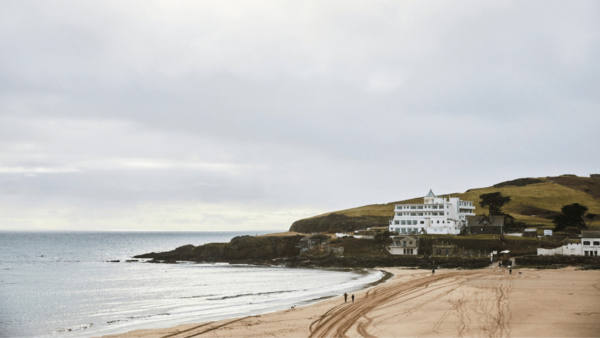 burgh island beach and sea on an overcast day