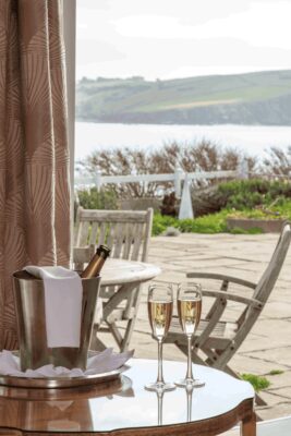 Burgh island champange on terrace