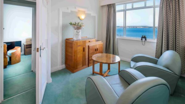 Burgh island green sitting room in suite with seaview