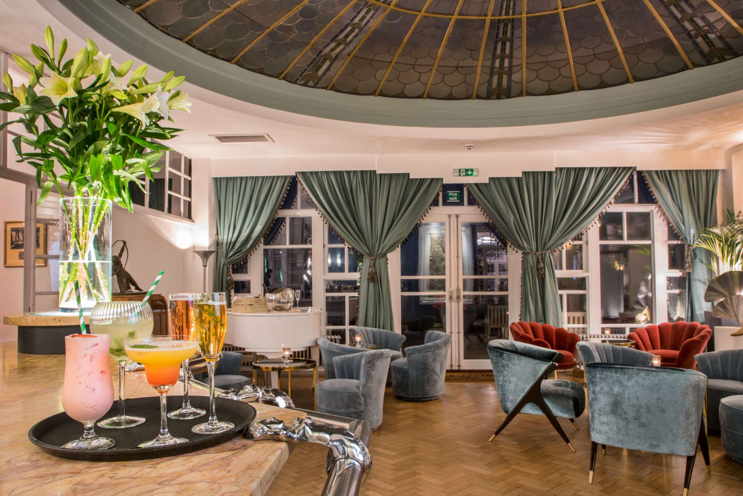 Palm Court Lounge at night